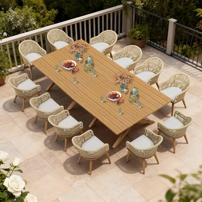 PURPLE LEAF 13 Pieces Oversized Patio Dining Set by PURPLELEAF