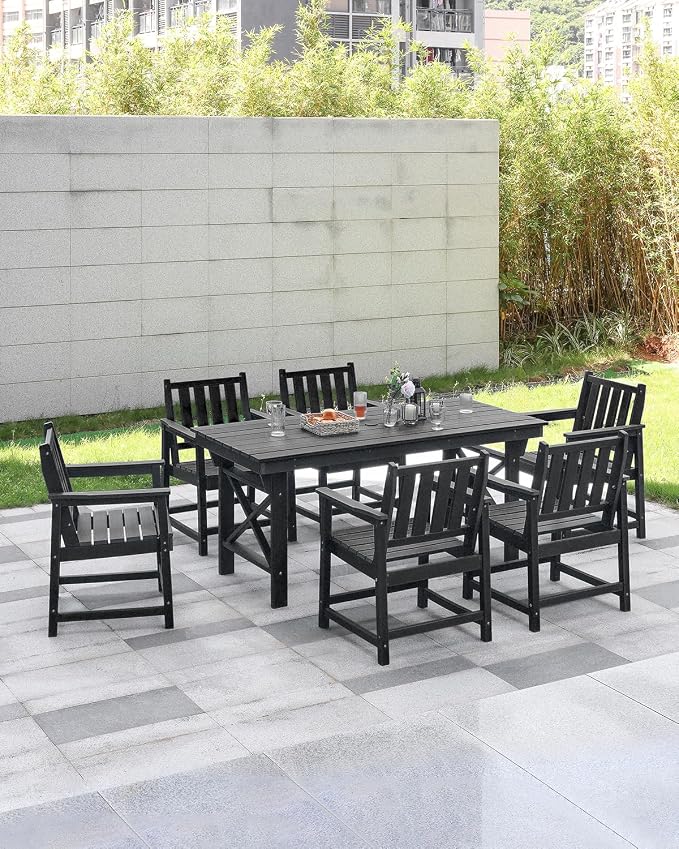 Patio Dining Chair Set of 2, HDPE Outdoor Dining Chair, Ergonomic HDPE Dining - Image 2