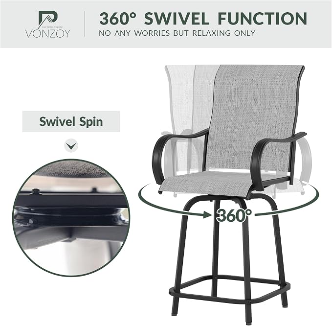 Patio Swivel Bar Stools Set of 4 - Image 4