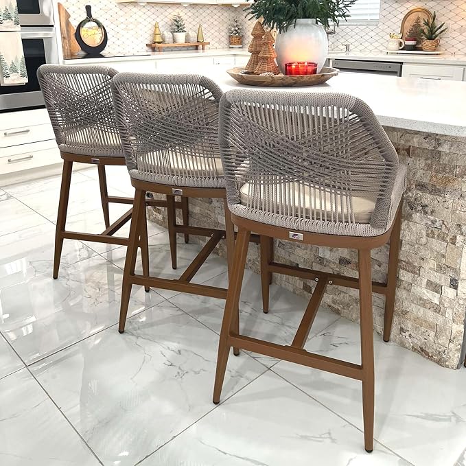 PURPLE LEAF Patio Sunbrella Counter Height Bar Stools 24" H Set of 2 Modern - Image 9