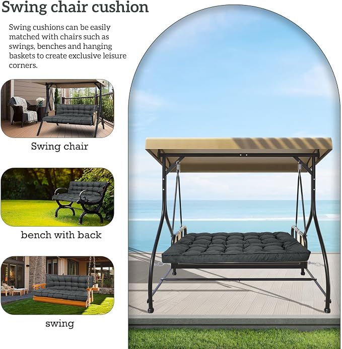 Outside Benches Cushion with Backrest, Thicken Waterproof Swing Cushions 2/3 - Image 3