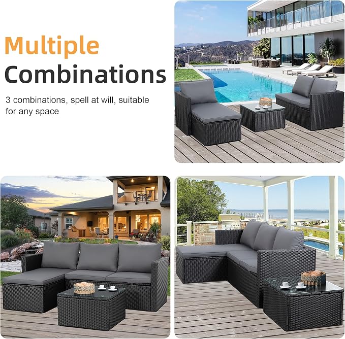 Shintenchi Outdoor Patio Furniture Sets, Small Outdoor Sofa Patio Sectional - Image 7