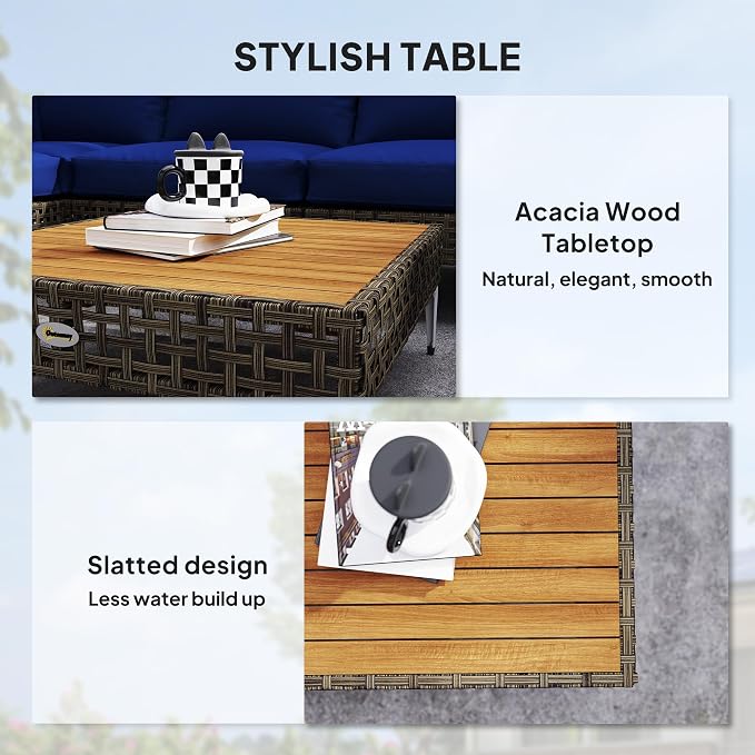 Outsunny 7 Piece Wicker Patio Furniture Set, Modular Outdoor Sectional - Image 7