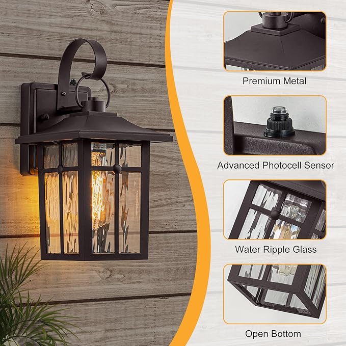 2 Pack Dusk to Dawn Outdoor Lighting, Oil Rubbed Bronze Exterior Light Fixtures - Image 5