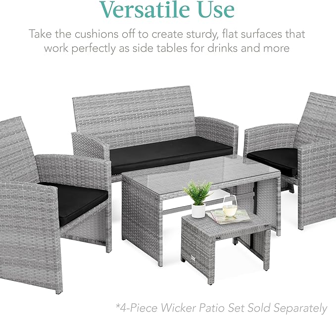 Best Choice Products Set of 2 Wicker Ottomans, Additional Seating, Side Table - Image 5