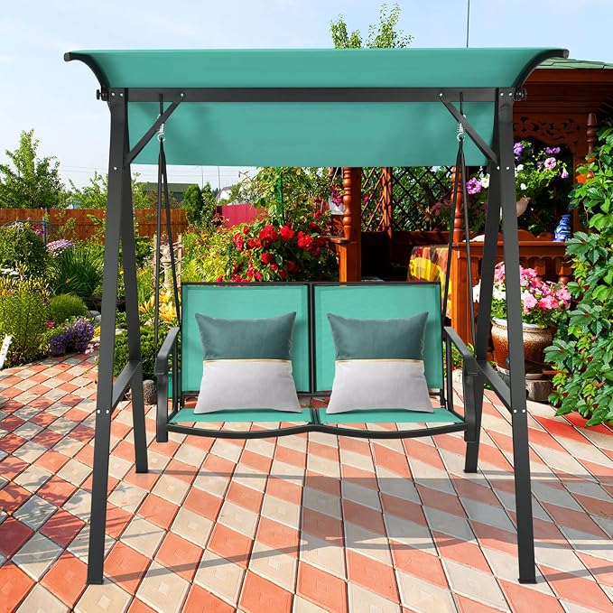 Tangkula 2-Person Patio Swing, Weather Resistant Porch Swing - Image 3
