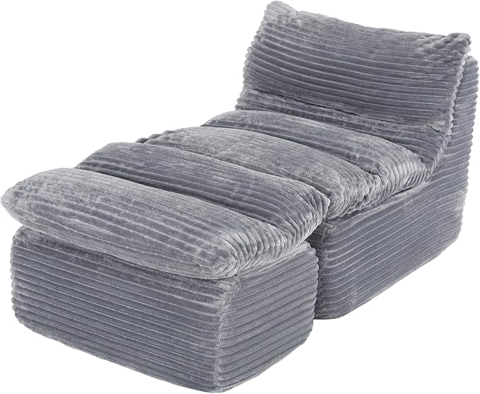 Boneless Chaise Lounge Chair Indoor, Adult Bean Bag Chair - Image 3