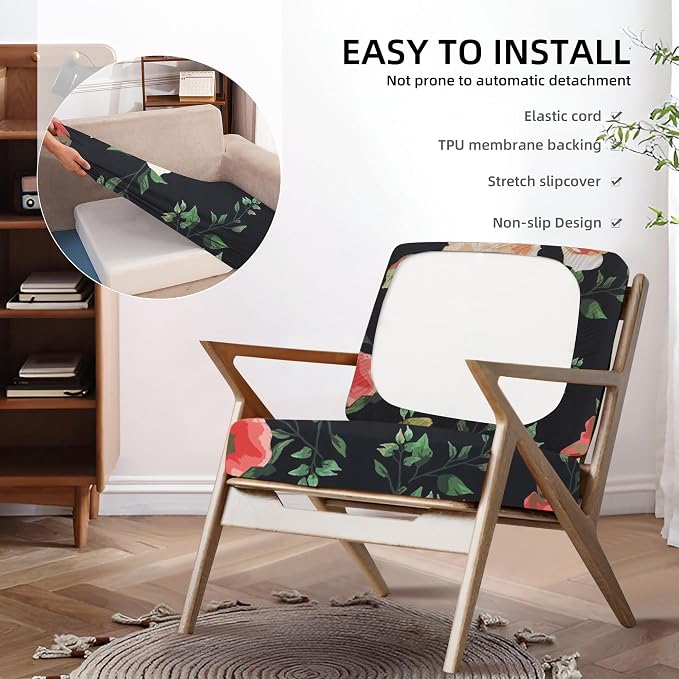 8Pcs Outdoor Cushion Covers, Patio Cushion Covers, Stretch Elastic Slipcovers - Image 5