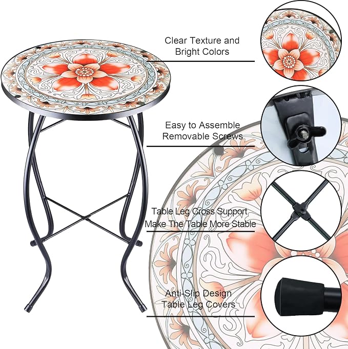 2PCS 12 Inch Small Outdoor Side Table - Image 5
