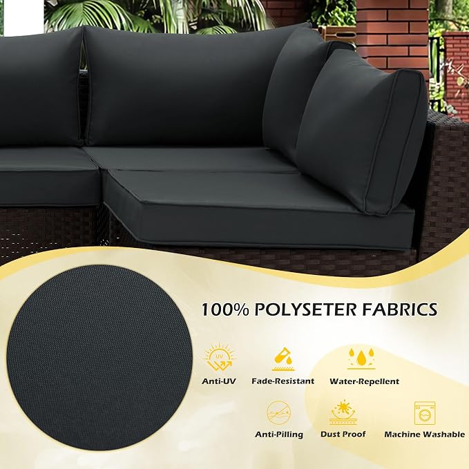 HOMREST Replacement Cushions for Outdoor Furniture, 25x25 Inch 14-Piece Patio - Image 7