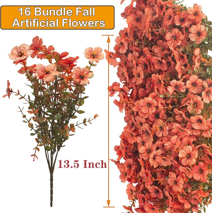 Fall Outdoor Artificial Flowers 16 Bundles - Image 3