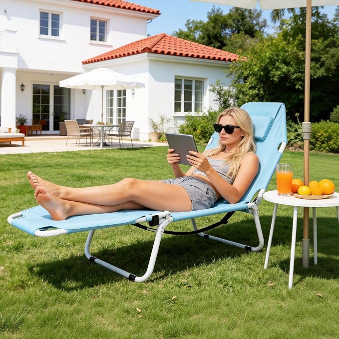 MOPHOTO Beach Tanning Chair, 5-Position Tanning Chair - Image 6