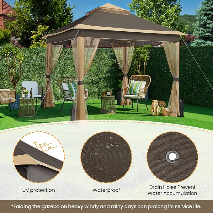 Yaheetech 11x11 Pop Up Gazebo Outdoor Canopy Shelter, Instant Patio Gazebo Sun - Image 5