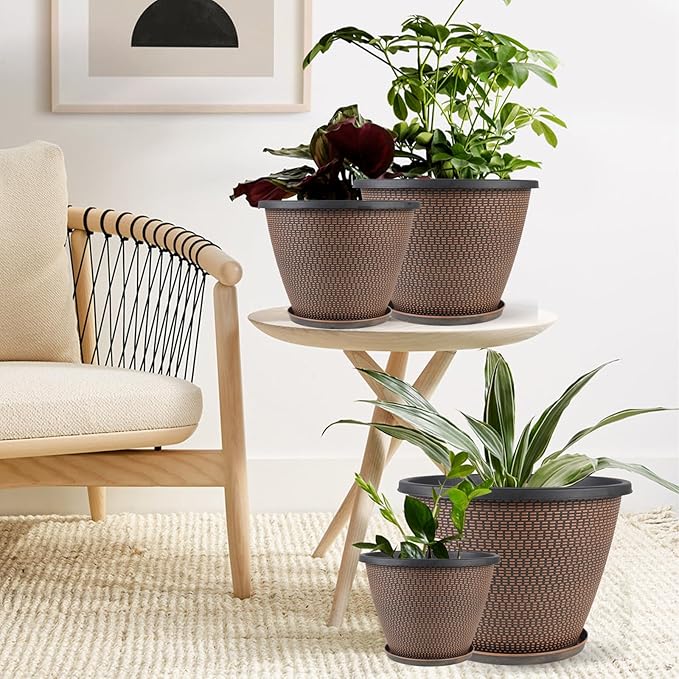 4 Pack 8 inch Plant Pot, Plastic Pots - Image 7