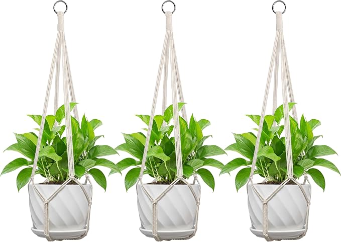 Macrame Plant Hanger, Fits 4-13 Inch Pots, Boho Hanging Plant Holder by IDEEEPAN