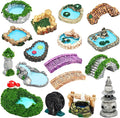 ONEST 17 Pieces Garden Miniature Accessories Mini Bridge Lighthouse Well Pond by OneMiniWorld