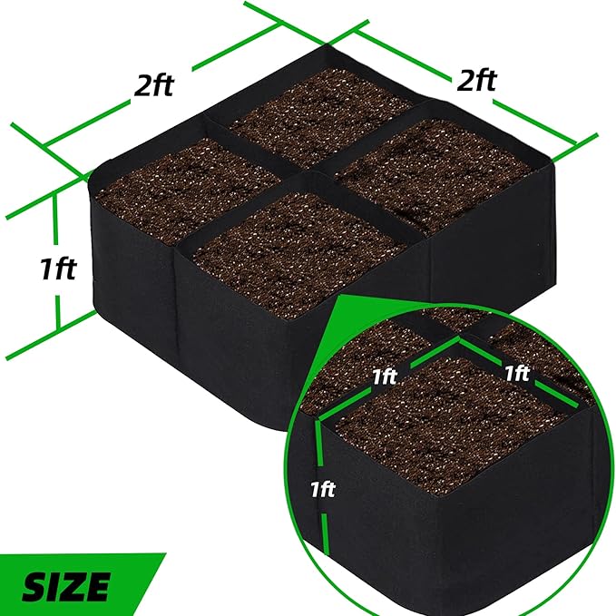 CJGQ Fabric Raised Garden Beds Outdoor, 2X2 Ft 4 Grids Plant Grow Bags - Image 7