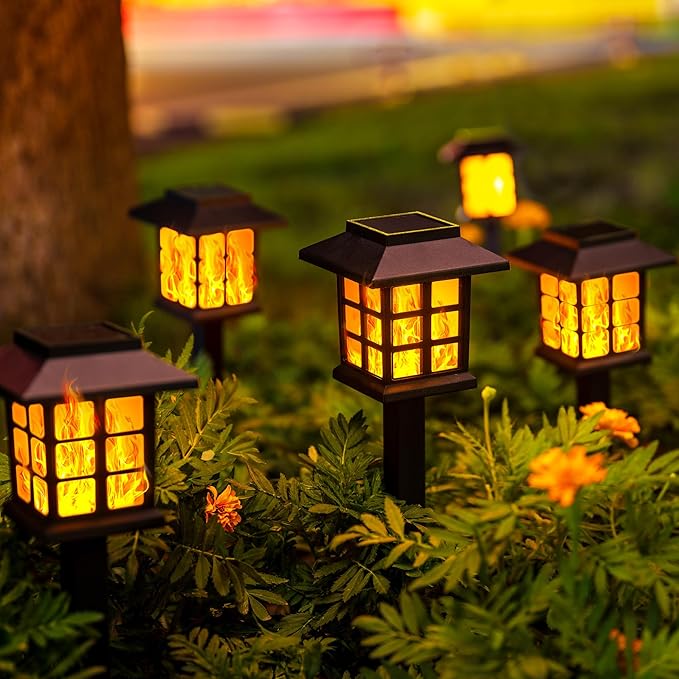 GIGALUMI Solar Lights for Outside, 10 Pack Flickering Flame LED Solar Outdoor - Image 6