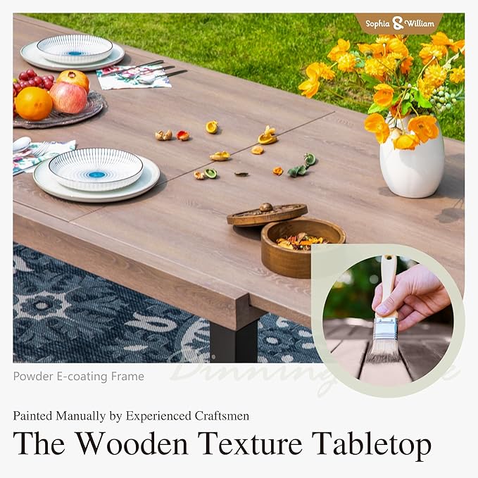 Sophia & William Expandable Patio Dining Table, Extra Large 99.2" L x 35.5" W - Image 6
