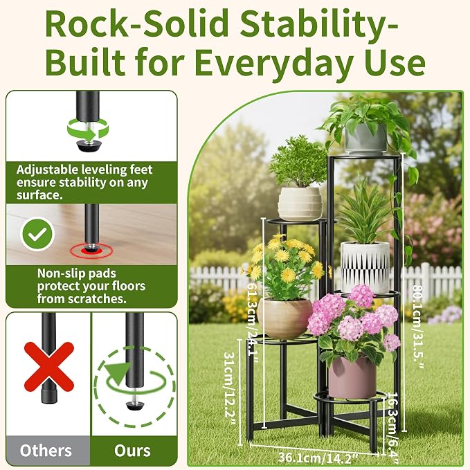 Corner Plant Stand Indoor Outdoor Tall Metal Flower Pot Stands - Image 3