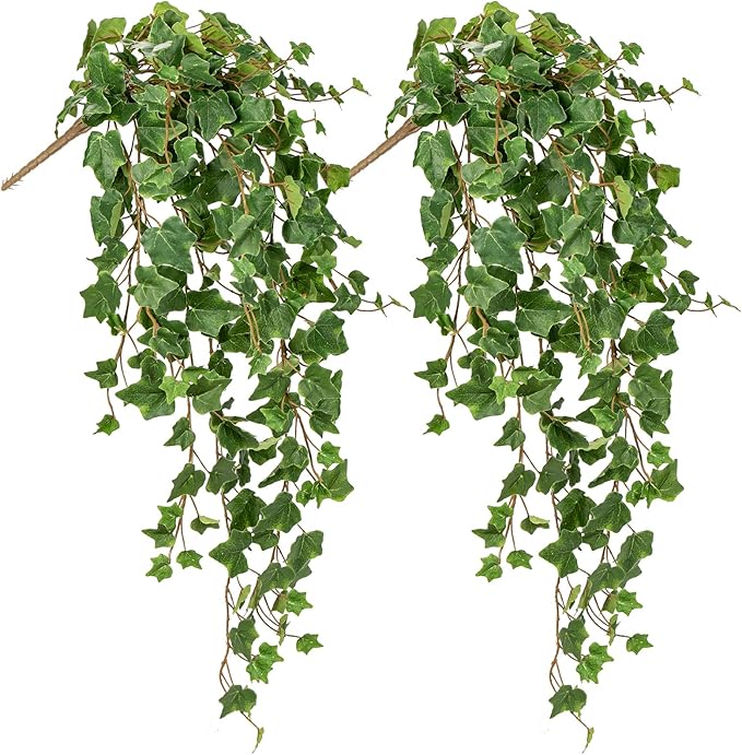 Hollyone 2pcs Artificial Hanging Plants 35.4" Fake Ivy Vine Faux Ivy Leaves by Hollyone