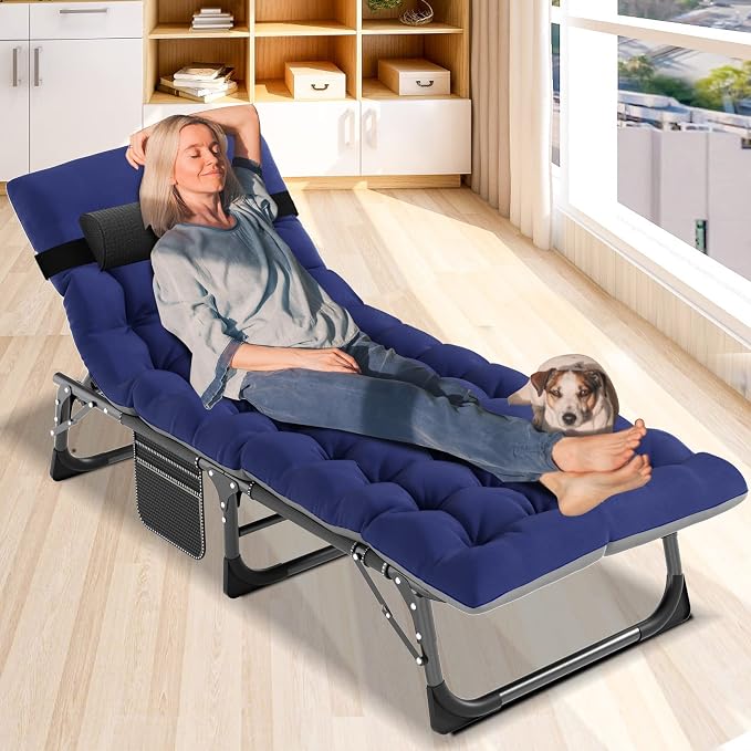 DoCred Heavy Duty Chaise Lounge Chair, Adjustable 5-Position Folding Chaise - Image 4
