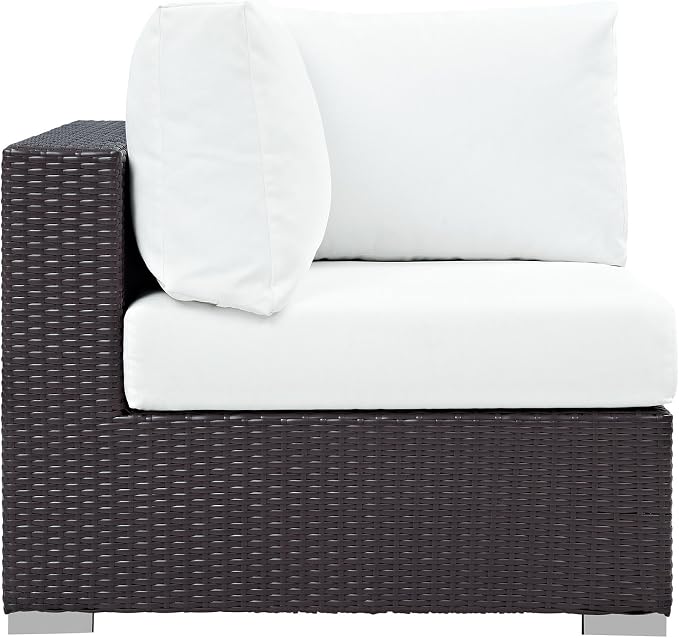 Modway Convene Wicker Rattan Outdoor Patio Sectional Sofa Corner Seat in - Image 4