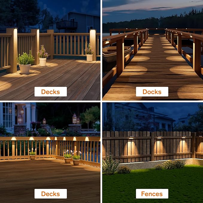 NIORSUN Solar Deck Lights Outdoor 20 Pack, IP65 Waterproof Large Size LED Stair - Image 2