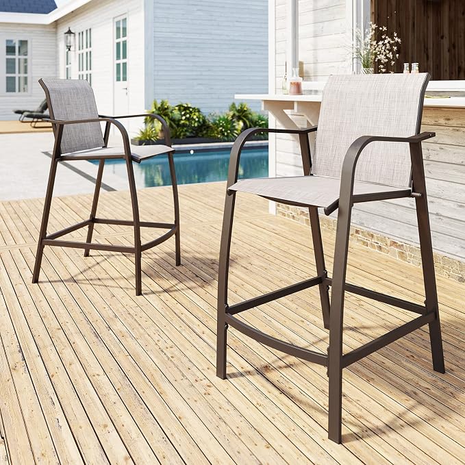 Crestlive Products Outdoor Bar Stools Set of 2, Counter Height Bar Stool - Image 9