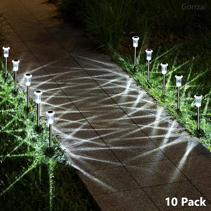 Solar Pathway Lights 10 Pack Christmas Solar Lights Outdoor Waterproof 6000K - Image 5
