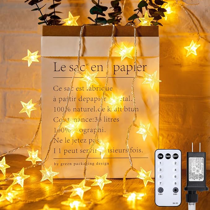 Minetom Star String Lights Plug in - 66 ft 200 LED Star Fairy String Lights by Minetom