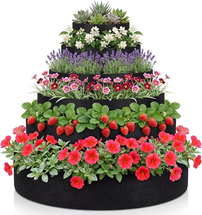 6 Tiered Strawberry Planter for Outdoor Plants, 47 Inch Heavy Duty Strawberry by Unknown