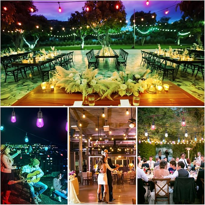 Mlambert 96Ft Outdoor Patio Lights, RGB Dimmable Cafe String Lights - Image 8