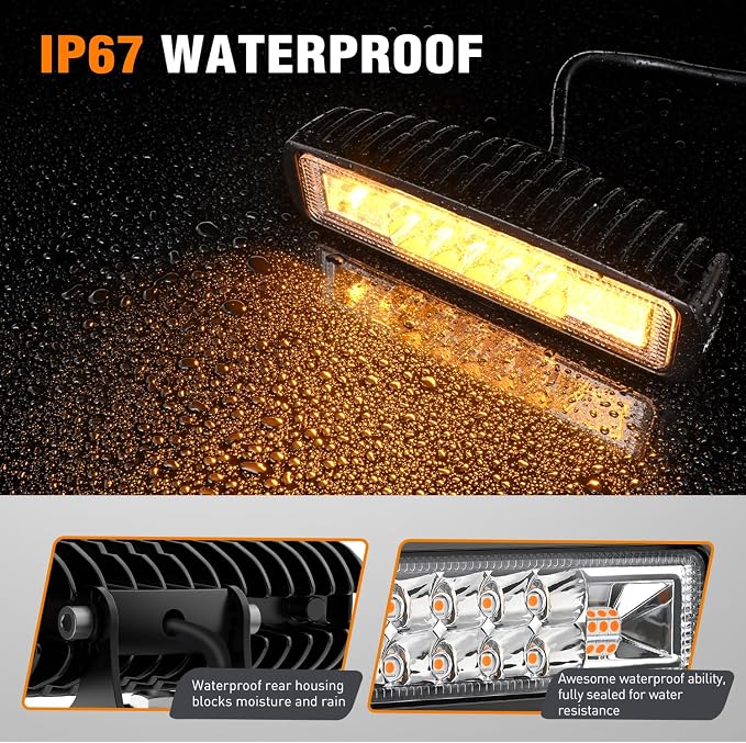 Nilight 6 Inch Amber LED Light Pods 2 PCS 60W Flood Spot Combo Beam Off Road - Image 5
