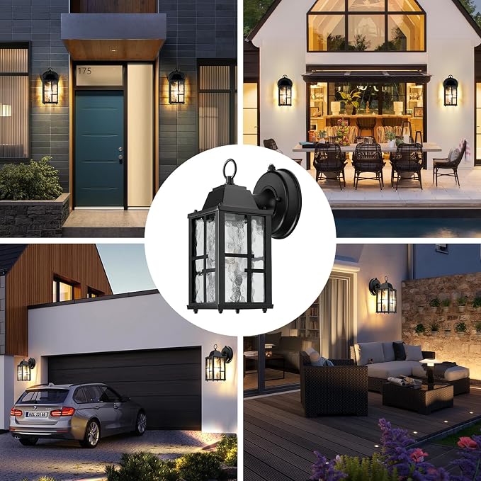 OKELI Dusk to Dawn Outdoor Wall Lights, Exterior Waterproof Lantern, Front - Image 9