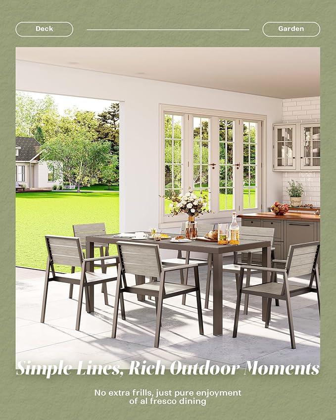 7-Piece Outdoor Dining Set, Aluminum Dining Table Set - Image 7