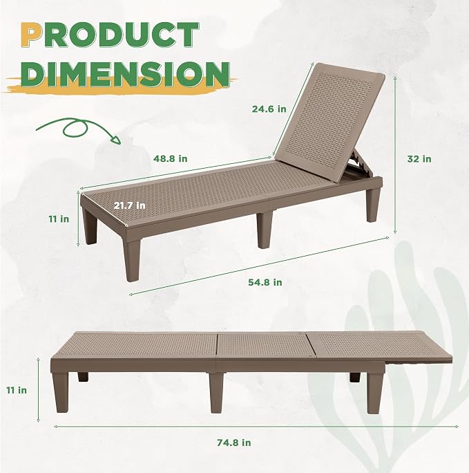 Greesum Outdoor Chaise Lounge Chairs Set of 4 - Image 3