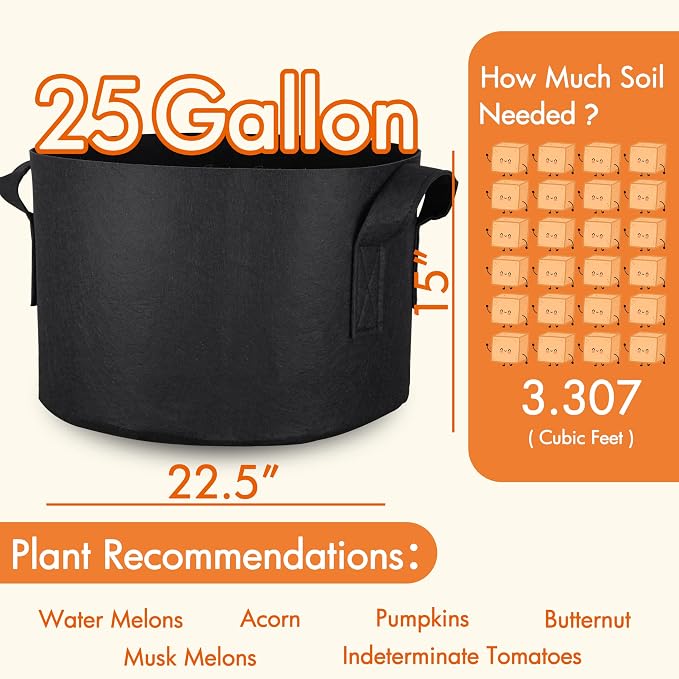 Gardzen 6-Pack 25 Gallon Grow Bags, Aeration Fabric Pots - Image 7