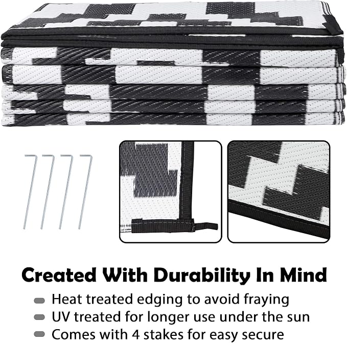 SAND MINE Waterproof Outdoor Rug 9x12 ft, Plastic Reversible Rug, Modern Area - Image 4