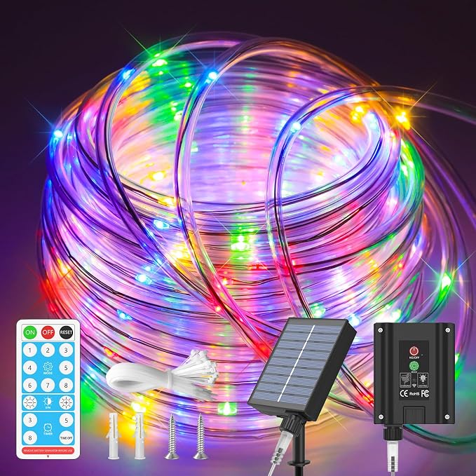 ICRGB Trampoline Lights, 66FT 200LED 1800mAh Solar Rope Lights Outdoor by ICRGB
