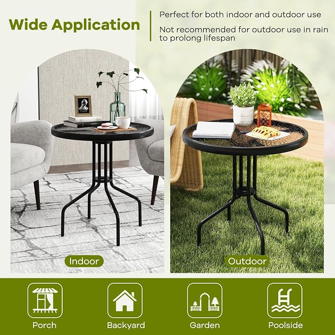Tangkula 27.5 Inch Round Outdoor Dining Table - Image 9