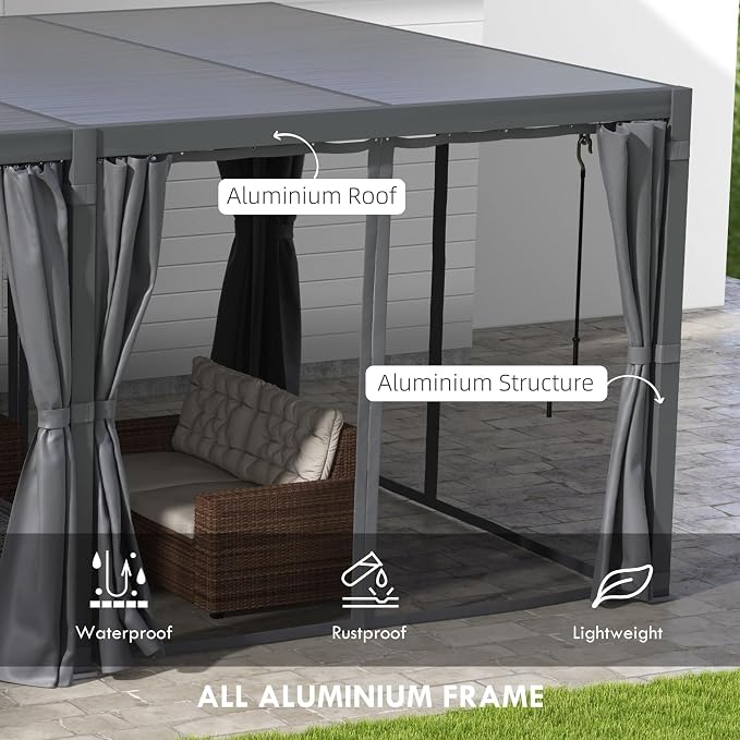 Outsunny 12' x 19' Louvered Pergola Hardtop Gazebo - Image 4
