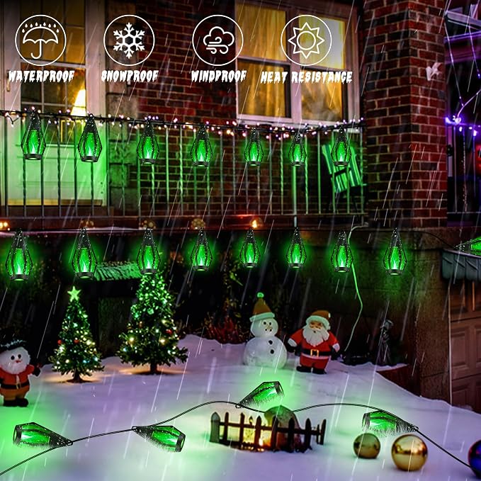 Flacchi Solar Flame String Lights - 42ft 15 LED Lights Outdoor Solar String - Image 4