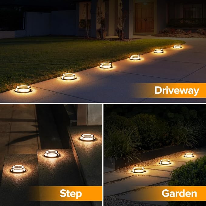 LUTEC 2 Pack Solar Deck Lights, 12 LEDs IP65 Waterproof Solar, Outdoor Driveway - Image 7