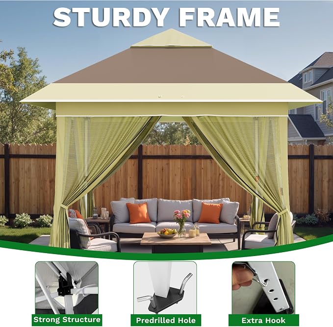 Devoko 12x12 Pop Up Gazebo Canopy Tent - Image 7