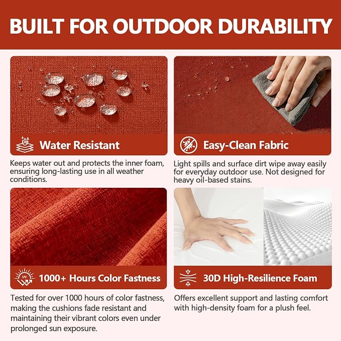 Goodgoods 24 x 24 Outdoor Patio Deep Seat Cushions 2-Pack, 1000+ Hours - Image 3