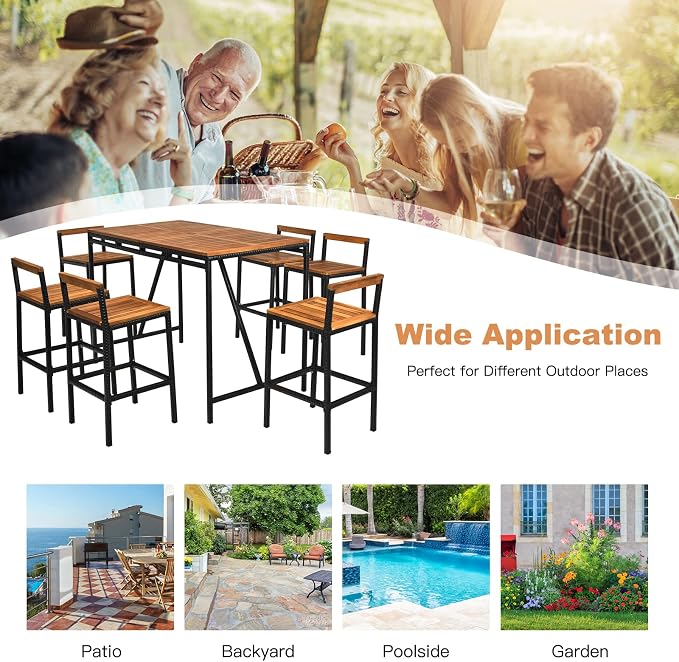 HAPPYGRILL 7 Piece Patio Bar Table Set - Image 7