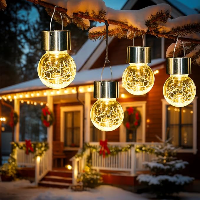 GIGALUMI Solar Lights Outdoor Waterproof, 8 Pack Solar Hanging Lights Garden - Image 2
