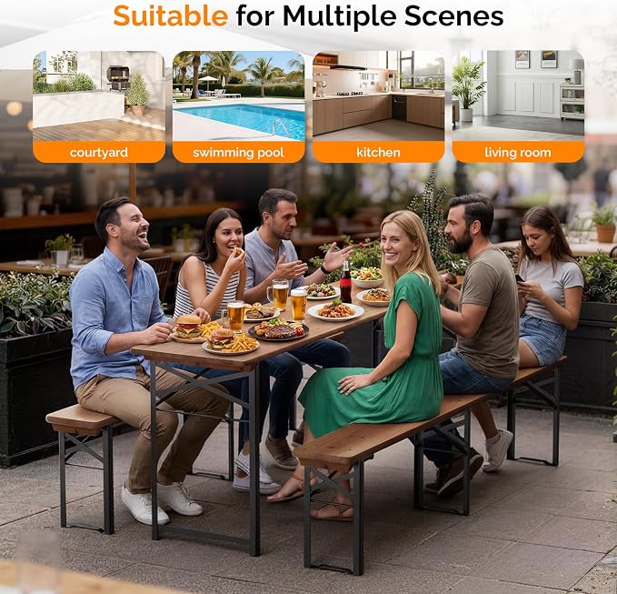 VINGLI 70 Inch Folding Picnic Tables - Image 8