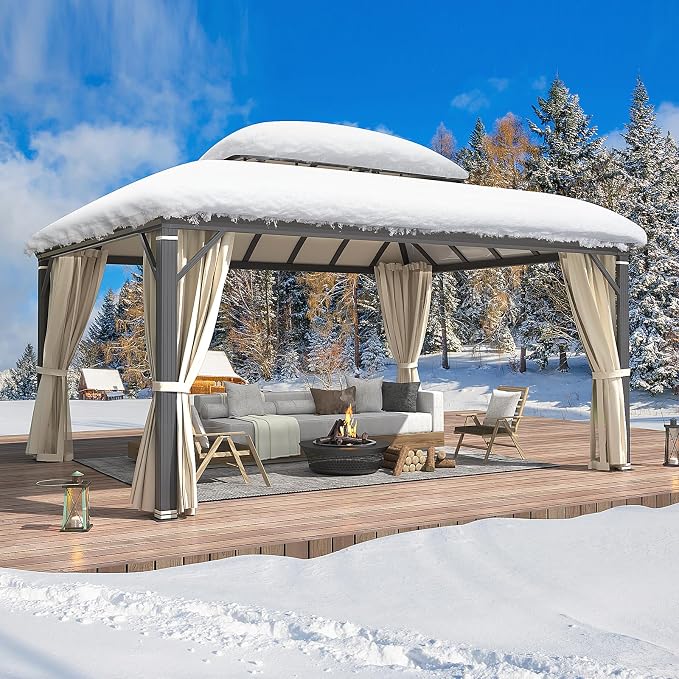 YOLENY 12'x16' Hardtop Gazebo, Permanent Outdoor Aluminum Patio Gazebo - Image 7